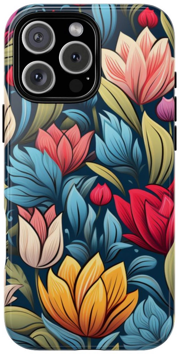 Kleurrijk Bloemenpatroon – Telefoonhoesje Geschikt voor iPhone 16 Pro Max