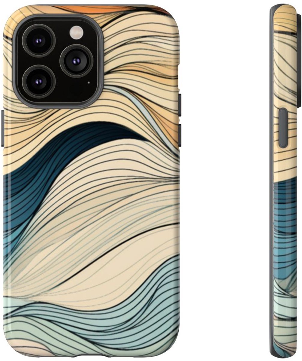 Vloeiende Abstracte Herfstgolven – Telefoonhoesje Geschikt voor iPhone 14 Pro Max