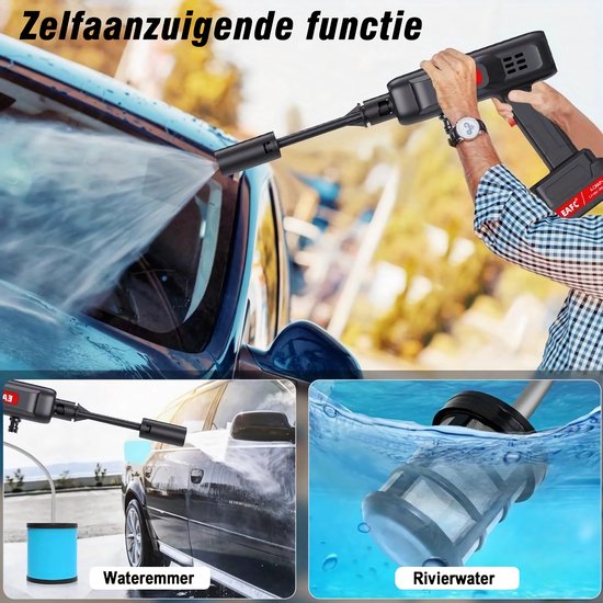 EAFC 60Bar 500W Draadloze Hogedrukreiniger - Auto Was Set - Terrasreinigers - Hogedrukspuit - Incl. 21V 80Wh Accu - Zwart van EAFC — afbeelding 5