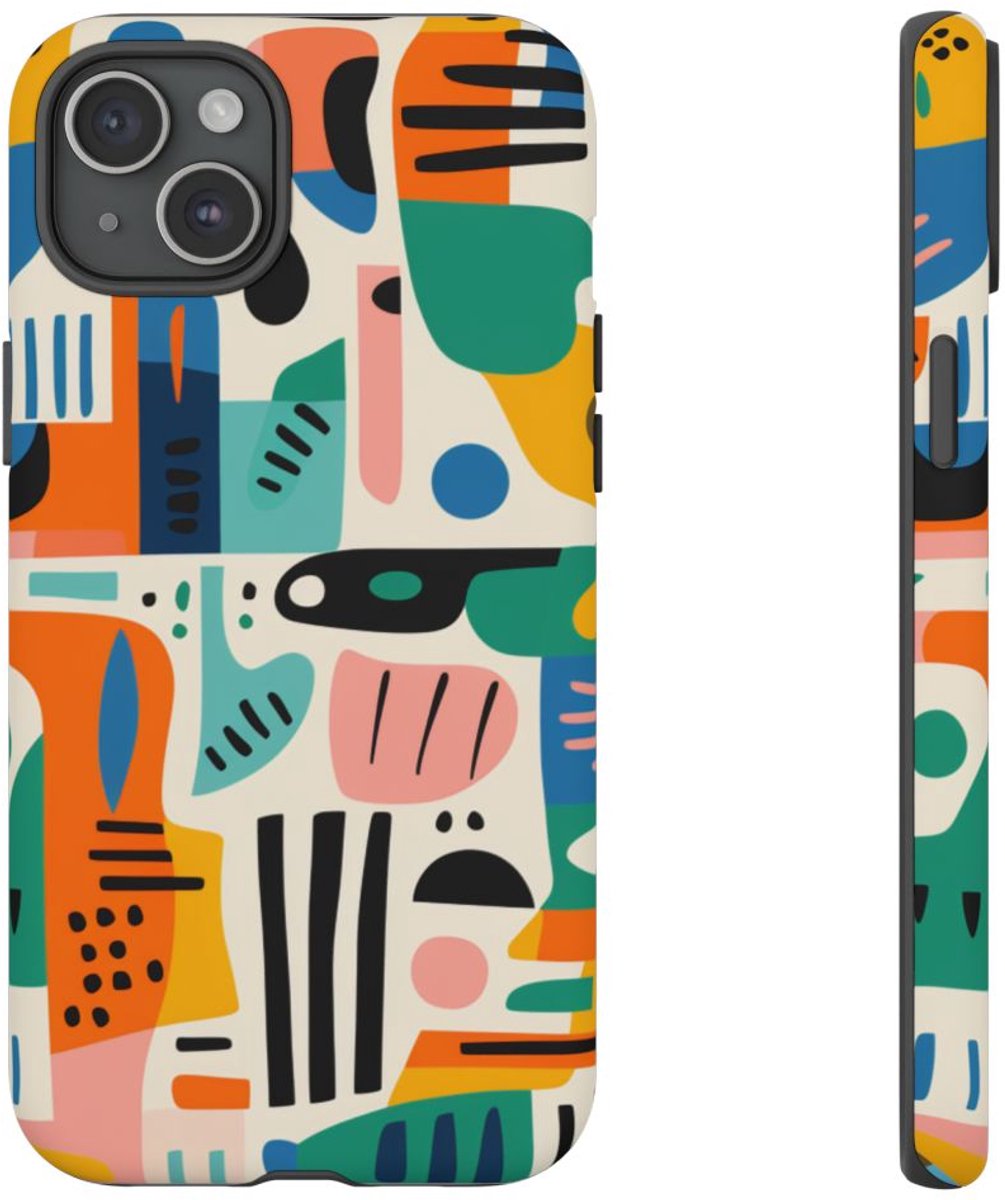 Kleurrijk Abstract Geometrisch Patroon – Telefoonhoesje Geschikt voor iPhone 15 Plus