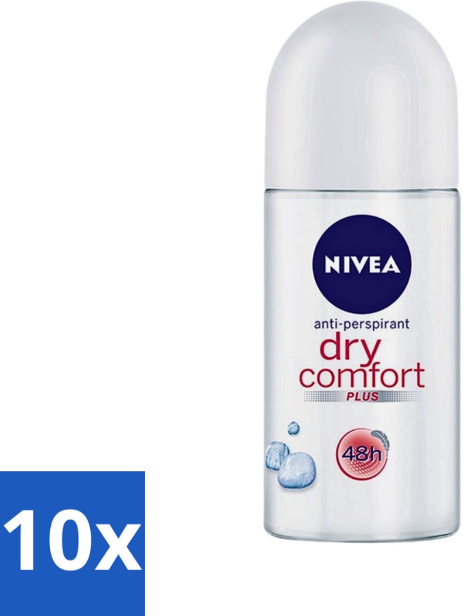 10 x Nivea - Deodorant - Roller - Dry Comfort - 48 Uur Lang Werkend - 50 ml - NIVEA Deodorant Roller - Anti-Transpirant - 48 Uur Bescherming - Zweetbestendig - Geurloos