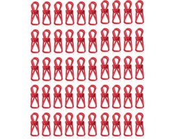 50-stuks Chipklemmen - Voedselzakklemmen - Wasknijpers - Mapklemmen - Fotodecoratie - Wanddecoratie - Geschikt voor het sluiten van snackzakken, het organiseren van documenten of het bevestigen van kleine huishoudelijke artikelen - rood