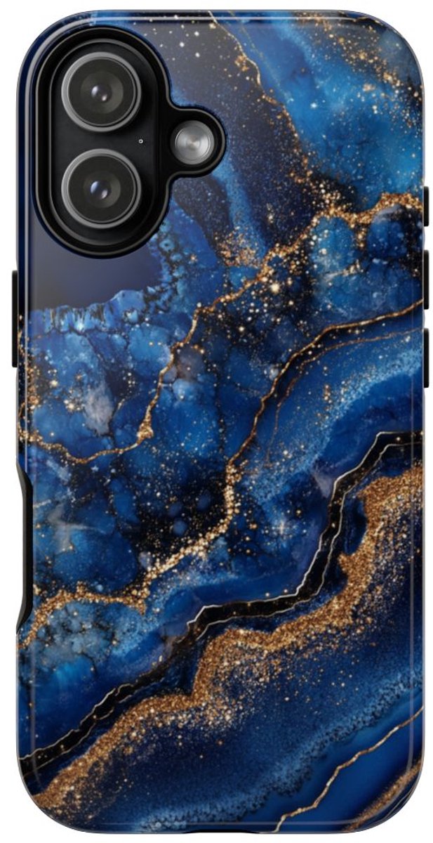 Blauw-Goud Geodepatroon – Telefoonhoesje Geschikt voor iPhone 17