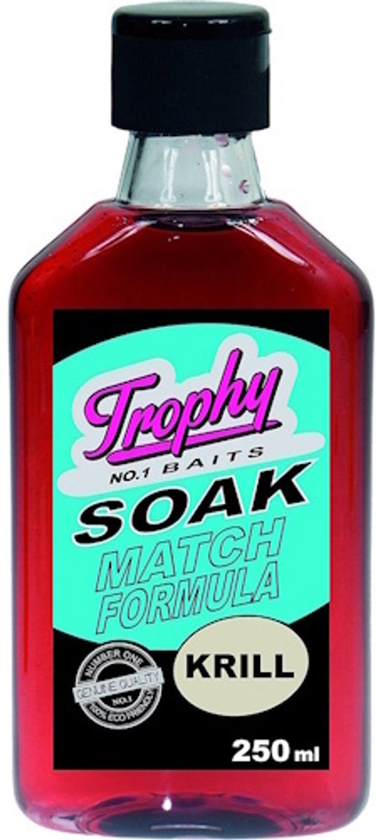 Trophy Baits Soak Liquid 250ML – verkrijgbaar in Krill, Squid Octopus en Scopex Maple Krill 250ML