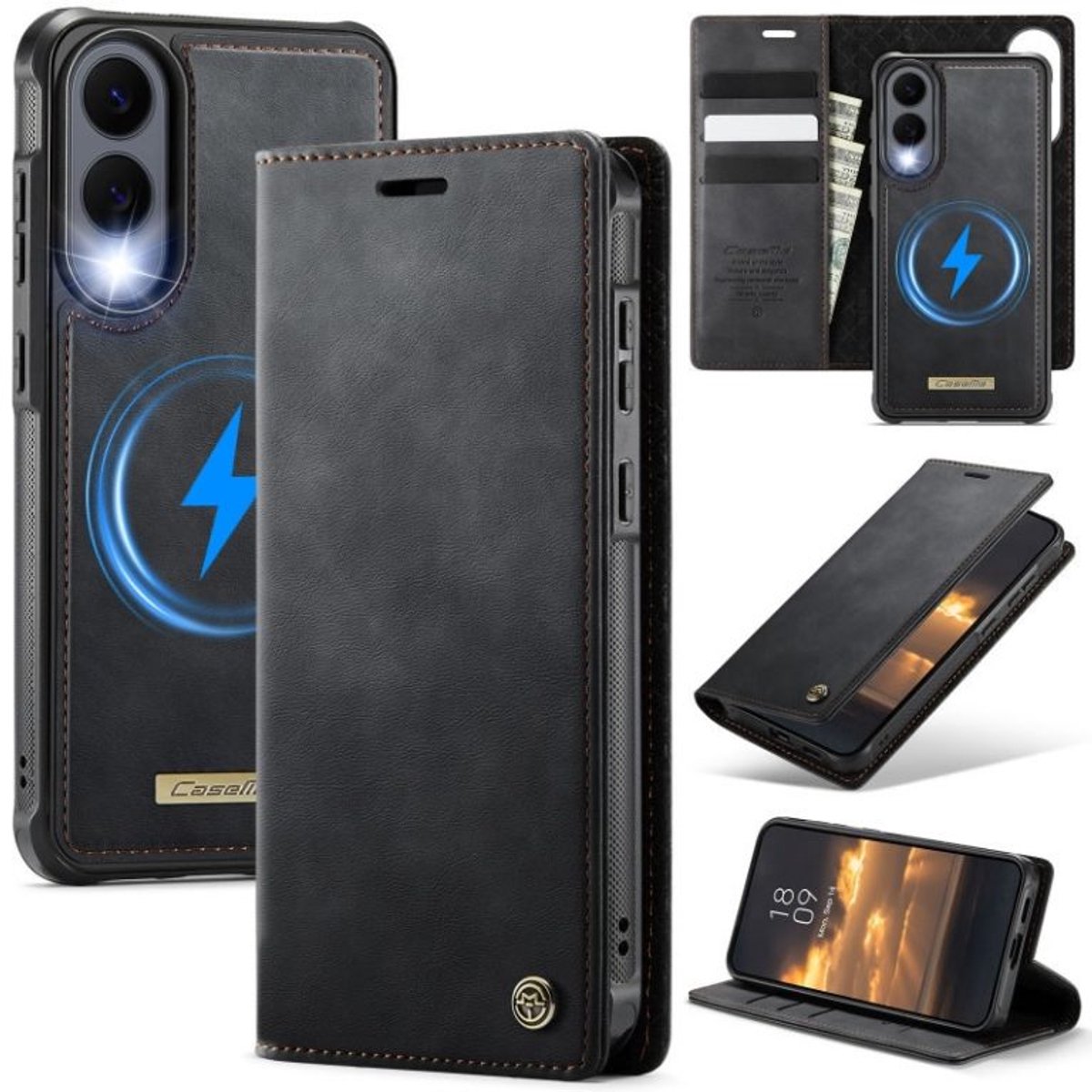 Luxe 2-in-1 Magnetische Afneembare Portemonneehoes + Backcover voor Galaxy S25 Edge _ Zwart