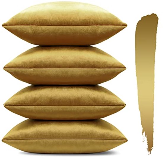 MIULEE Set van 4 kussenslopen van 50 x 50 cm, van superzacht pluche, decoratieve kussenhoezen voor bank, slaapkamer en thuis, vierkant, modern, zuiver wit