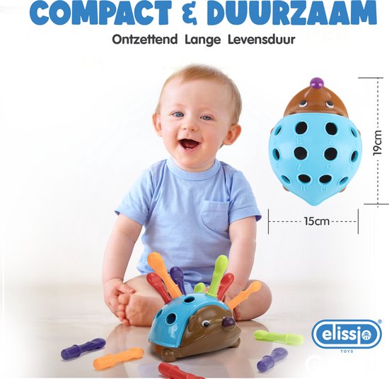 Elissio® - Montessori speelgoed Fijne Motorieke Egel - Sensorisch Speelgoed - Montessori Fijne Motoriek Kinderspeelgoed vanaf 6 Maanden - Educatief Baby Speelgoed 1 Jaar - Peuter & Kleuter Speelgoed 2-3 Jaar - Cadeau voor Meisjes & Jongens - Blauw van Elissio — afbeelding 5