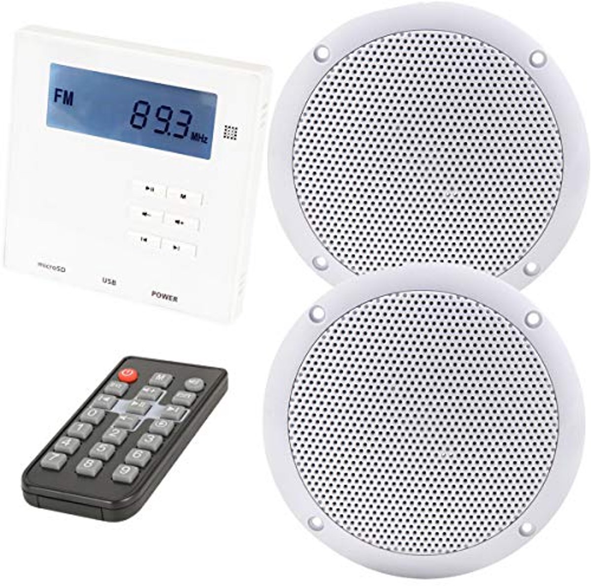 Draadloze Wandversterker met Vochtbestendige Plafondluidsprekers - HiFi Audio Systeem voor Keuken