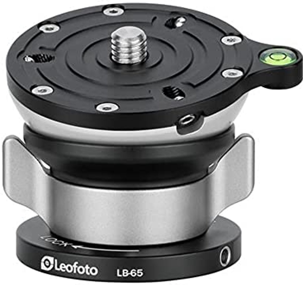 Nivellering basis voor statief met vlinderslot - 65 mm, 40 lbs Max belasting - Kanteling tot 15 °