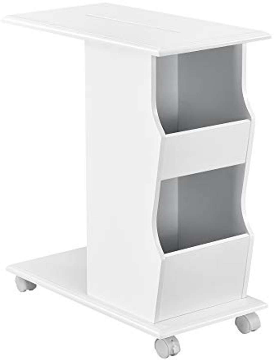 Bijzettafel op wielen met remmen - 53x30x63 cm - Wit MDF