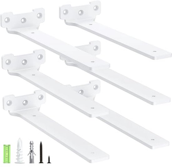 Yeabett 4 stuks plankhouders 25 cm, metalen plankdragers met schroeven, 70 kg draagkracht, zwart