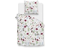 Zohome Celeste Dekbedovertrek - Wit - Tweepersoons - Dekbedhoes van 100% Katoen-Flanel - Bladeren - 200x220 + 2 slopen 60/70 cm - AW25