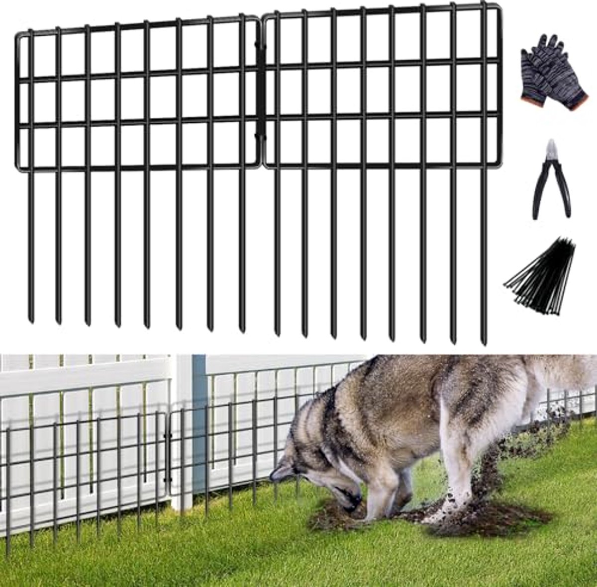 Dierenbarrière hek 25 stuks - No Dig tuinhek voor honden en konijnen