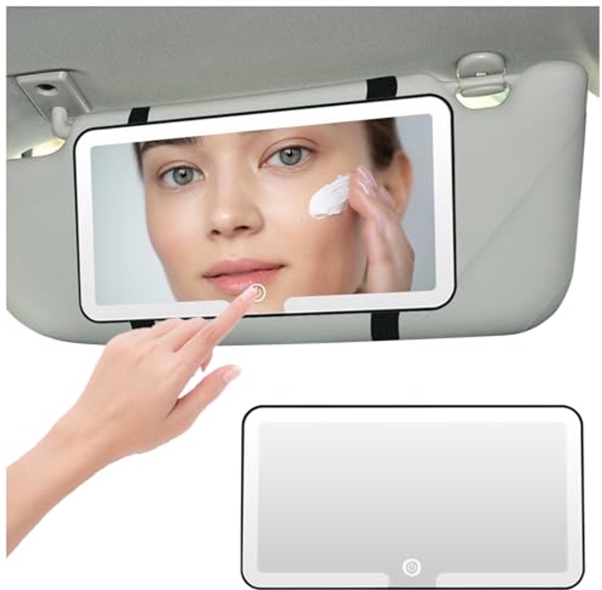 Auto make-upspiegel met LED-verlichting en oplaadbare zonneklep - 3 lichtmodi