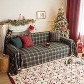 Couvre-lit De Noël 220x240 Cm - Motif Patchwork Rouge Et Vert Avec Flocons - Double Face, Inclus 2 Taies D'oreiller