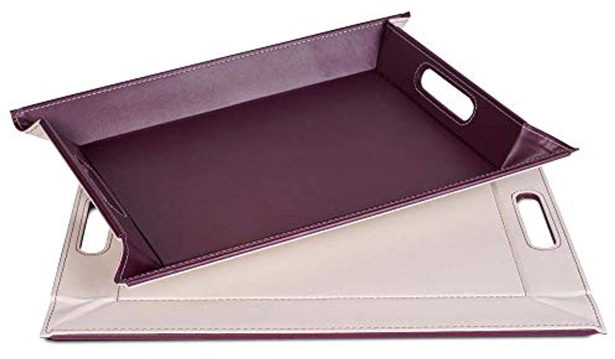 Omkeerbaar Dienblad en Placemat 55 x 41 cm - Hittebestendig Kunstleer met Handgrepen