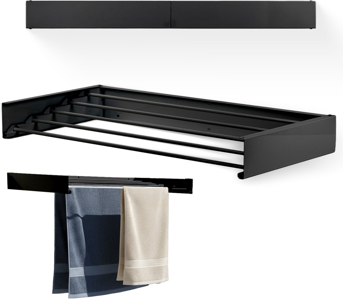 Goodly® High quality Wanddroogrek - Droogrek muur inklapbaar - Wasrek - Wasdroogrek buiten - 4m - drooglijn - Zwart