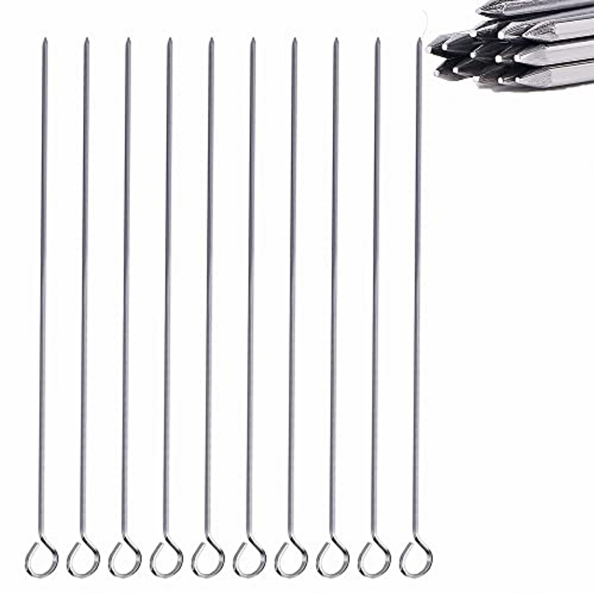 Roestvrijstalen BBQ Spiesjes - Herbruikbare Metalen Grill Kebab Spies (29,5 cm, Set van 10)