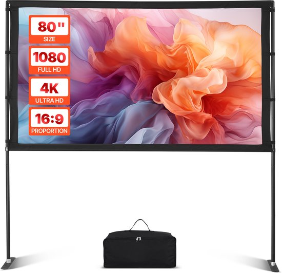 HOMCOM Écran de Projection de 85 Pouces, écran vidéoprojecteur, pour Home cinéma, 1:1 4K HD, Fixation Mur ou Plafond, 162,5 x 8 x 162 cm, Blanc