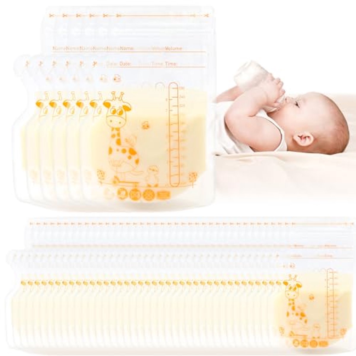 Image of 45 Stuks Pre-desinfectie Moedermelk Opslagzakken - BPA-vrij, 250ml Bewaarzak voor Moedermelk