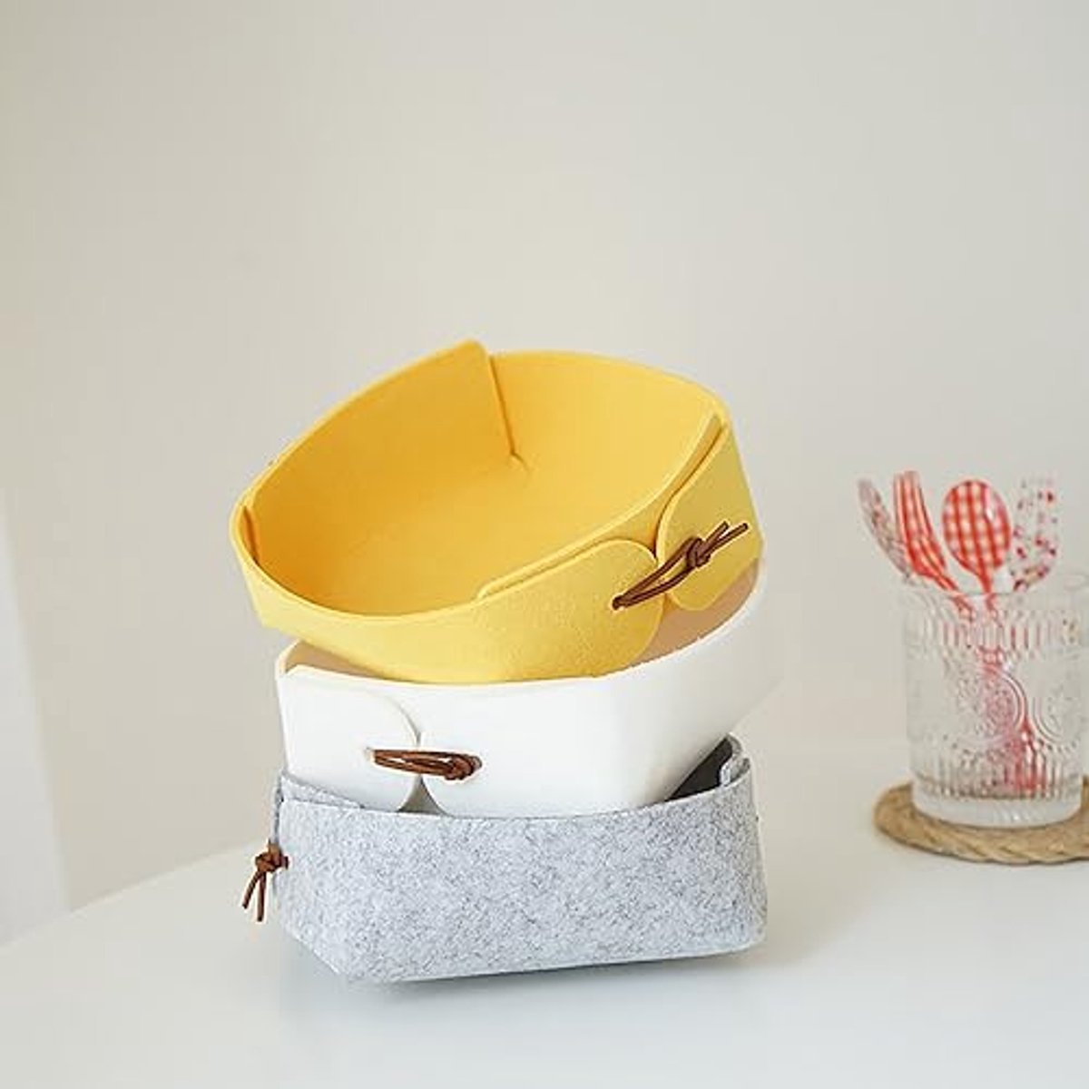 Vilt Desktop Opslag Mand - Set van 3 voor Organisatie en Decoratie