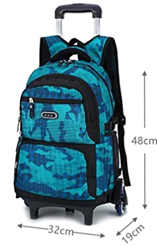 CONPHERON Kids Rolling Rugzakken Trolley Schooltas voor Meisjes Jongens Tieners Multifunctionele Rugzak Student Boekentas Dagrugzak Wielen Reisbagage