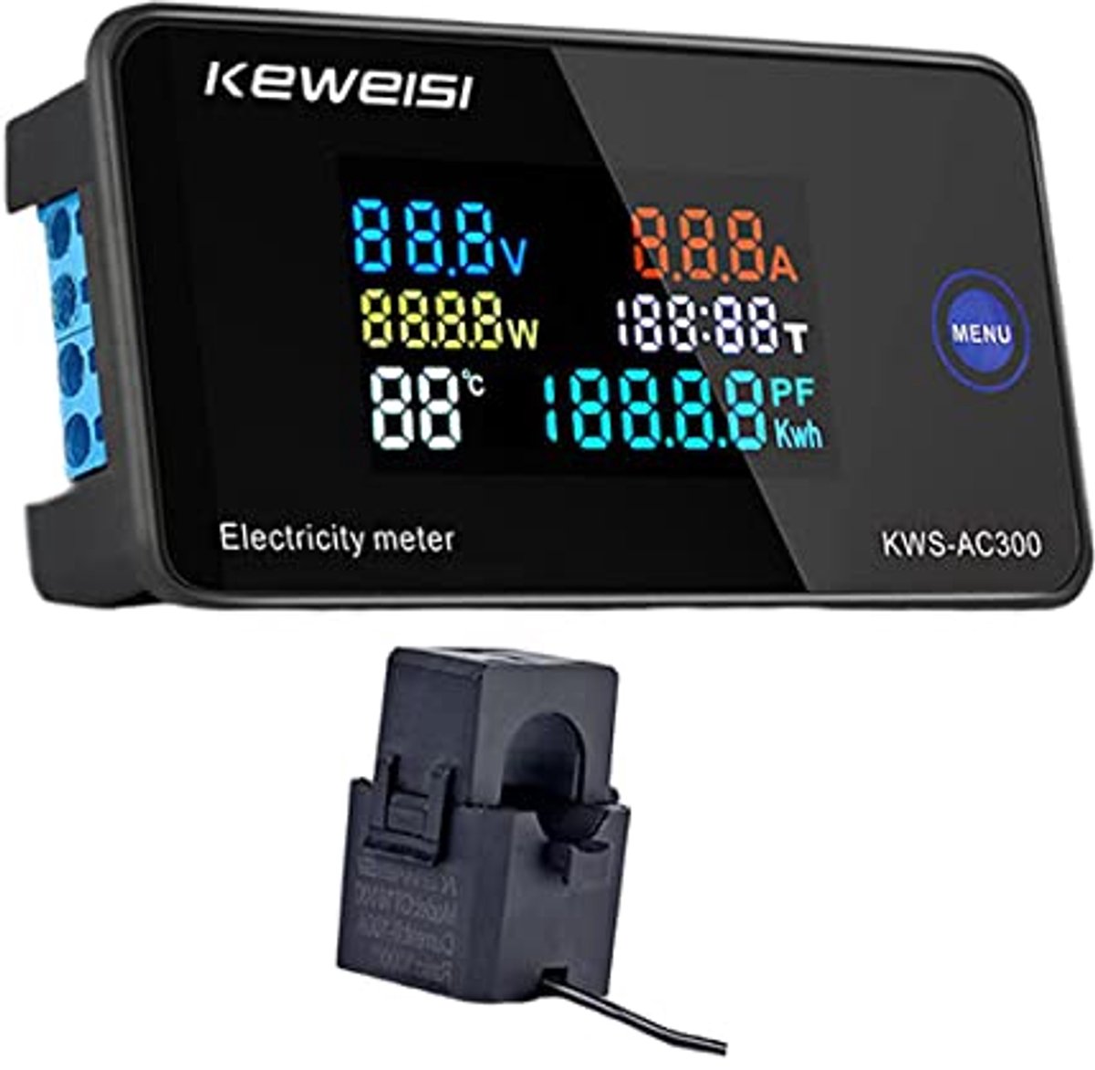 Digitale Energiemeter AC300-100A - Multifunctionele Voltmeter en Ampèremeter met LCD Scherm