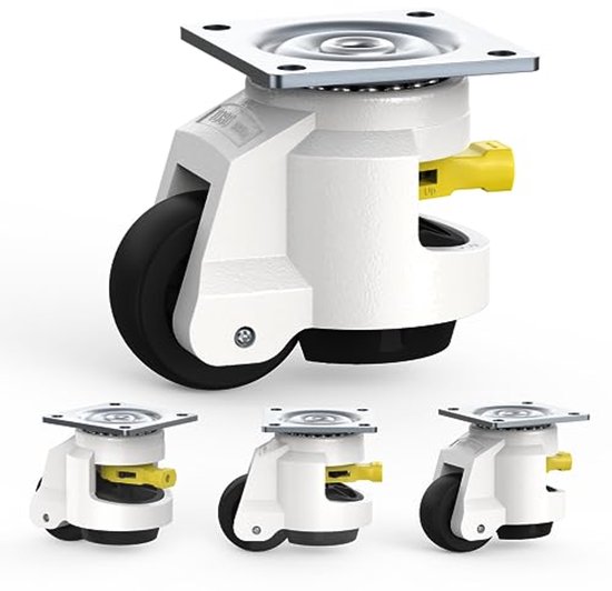 QWORK Pack of 4 150 mm Heavy Duty Wheels - Up to 250 kg per Wheel - Shock Absorbing Casters for Furniture Transport and Industrial Transport (2 Casters 2 Braked Wheels