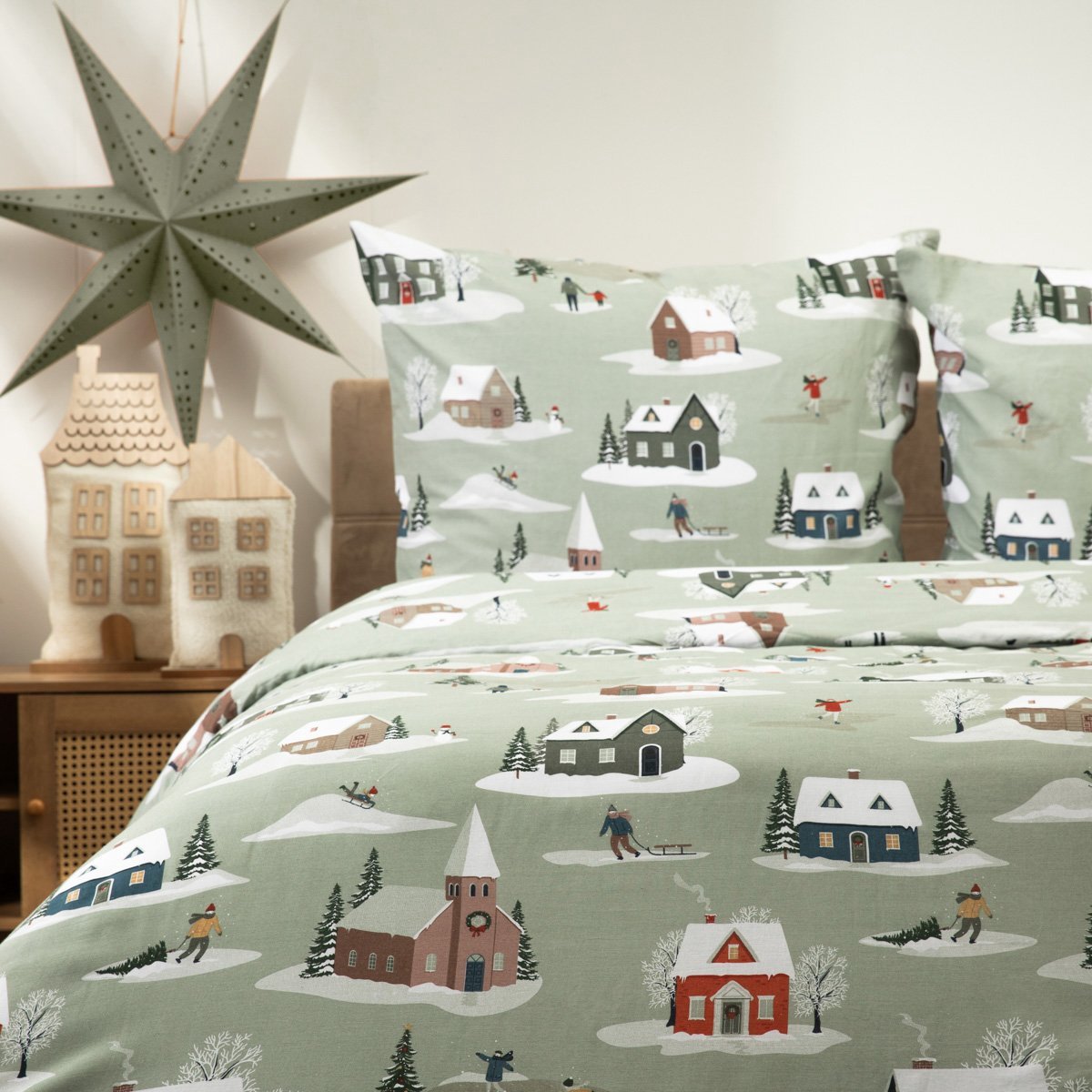 HOMLA Bedding - FROLIC - Katoen met Kerstpatroon - 220x200 + 2*70x80 cm