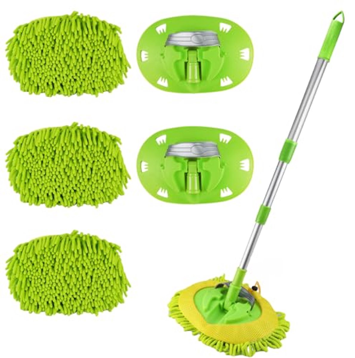 Autowasborstel met telescopische handgreep 118 cm - 2-in-1 voor optimale reiniging van voertuigen