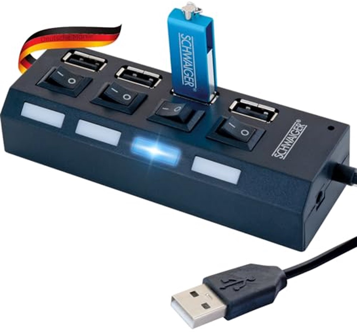 Image of 4-voudige USB-hub voor uitbreiding van USB-aansluitingen | Compatibel met Windows en Mac systemen | Individueel in- en uitschakelbaar