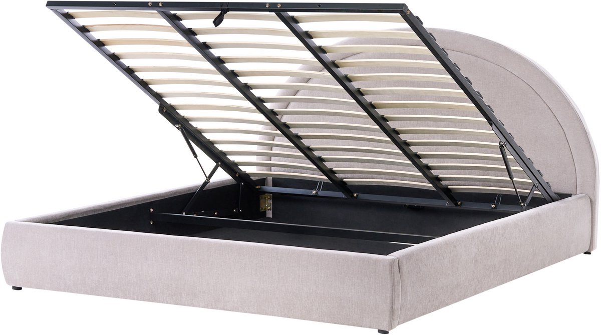 BELIANI MOUZON - Bed met opbergruimte - Taupe - 180 x 200 cm - Stof
