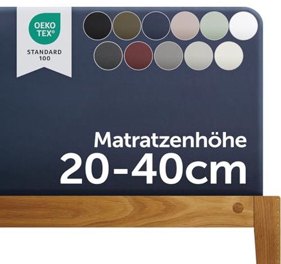 Blumtal Hoeslaken voor Boxspring - Luxe Hoeslaken - Oeko-TEX gecertificeerd - 180 tot 200 x 200 tot 220 cm - Antraciet