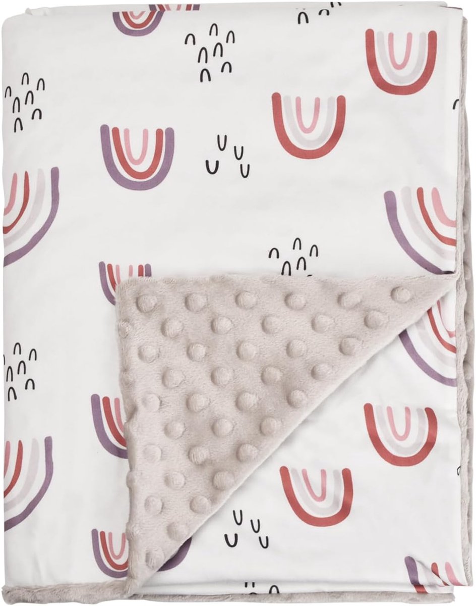 Premium Baby Blanket voor Newborns - Super Zachte Pluche Decke met Regenboogpatroon en Dotted Achterkant - Voor Unisex Baby's en Peuters - Perfect voor Kinderkamer en Kinderwagen