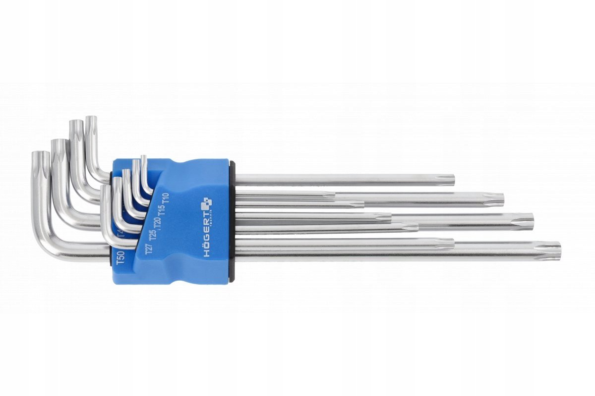 HOGERT Torx S2 sleutels, 9 stuks, extra lang