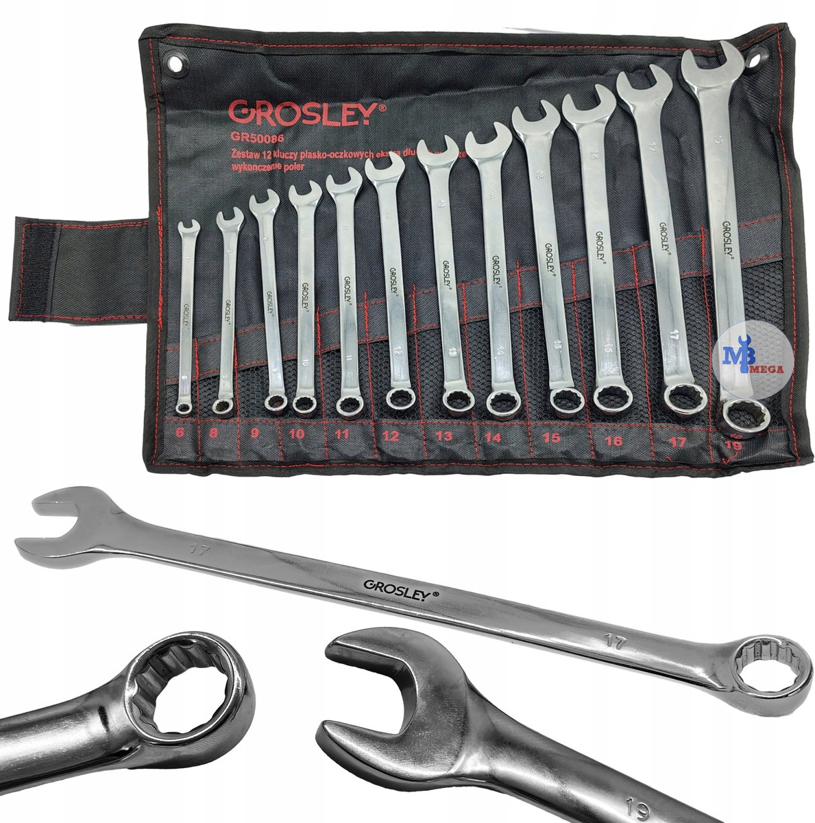 Extra lange ringsleutelset 12-delig 6-19 mm CrV-staal