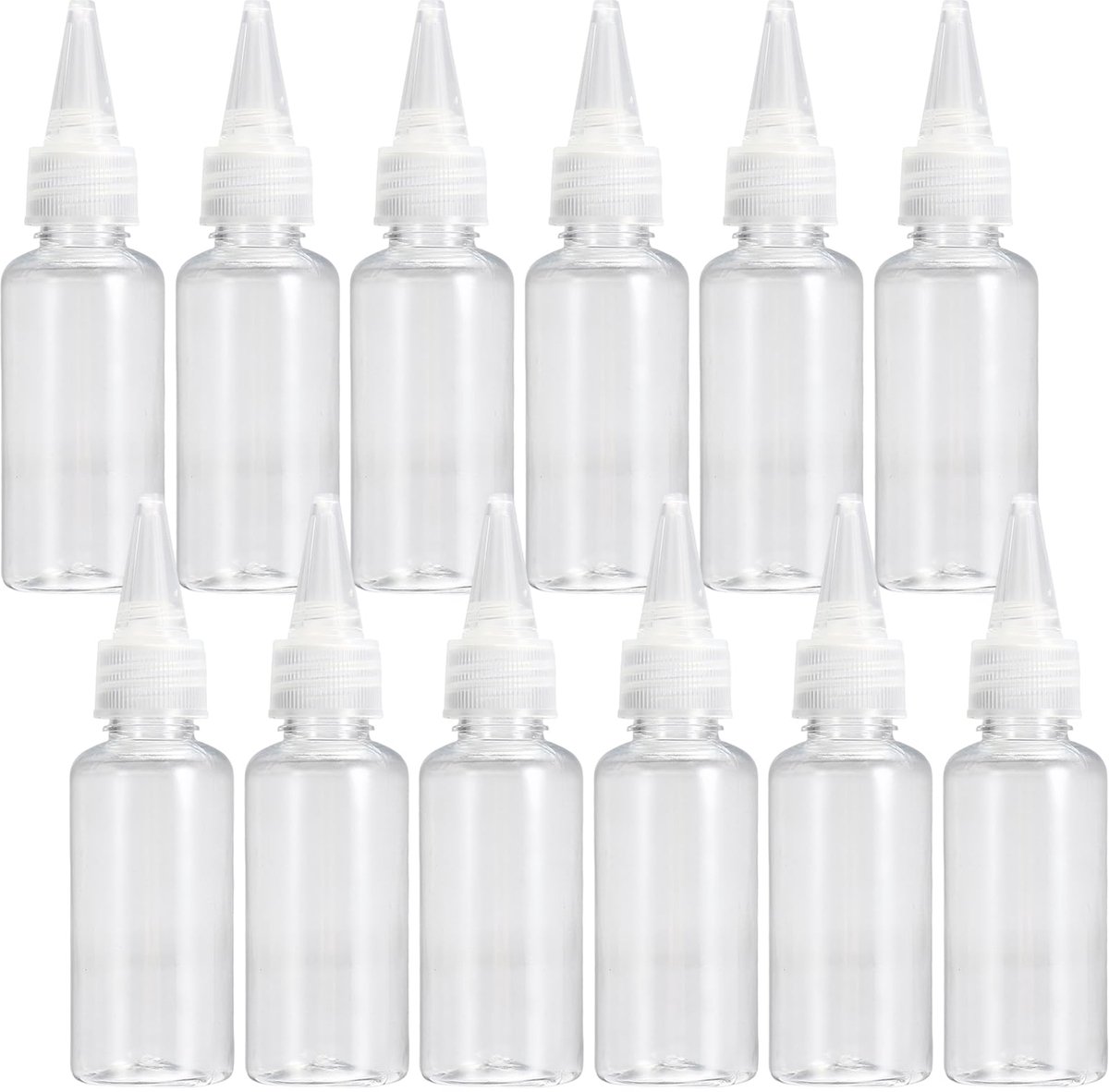 longziming -Set van 12 Transparante Squeeze Flessen – 100 ml Kunststof Knijpflessen met Lekvrije Dop – Handige Doseerflessen voor Sauzen, Olie, Dressing of Hobbygebruik