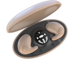 JeiibrZui Mini Draadloze Oordopjes - Onzichtbare Slaap Oordopjes - Lichtgewicht & Goede Pasvorm + Meeslepend Stereogeluid - 1 Paar - Voor Zijslapers + beige