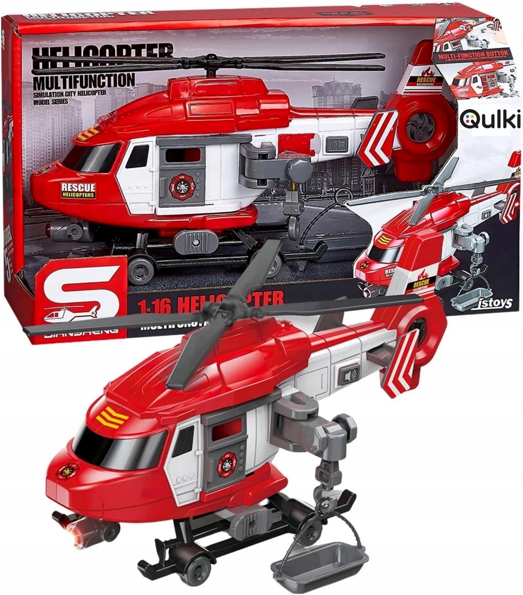 Brandweer Helikopter met Licht, Geluid en Lier - 29cm