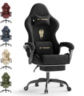 Soontrans Ergonomische Gamingstoel, Gamingstoel, Ademende Bureaustoel Gemaakt van Hoogwaardige Stof, Computerstoel Met Verstelbare Hoofdsteun en Lendenkussen, Armleuningen, Voetsteun, Race-PC-Stoel, Zwart