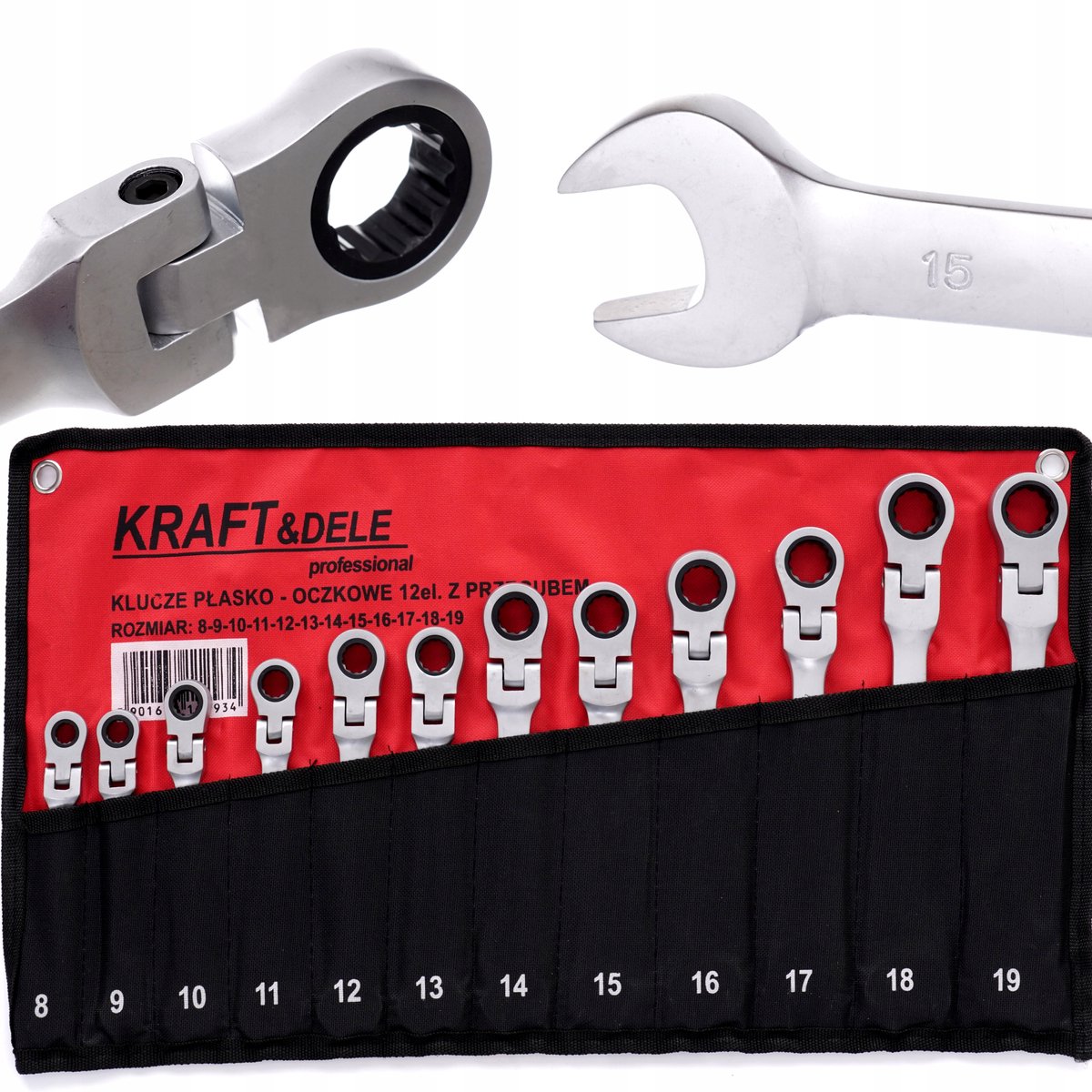 2x Ratelsleutel Set Gebogen 12-delig 8-19mm CRV Staal