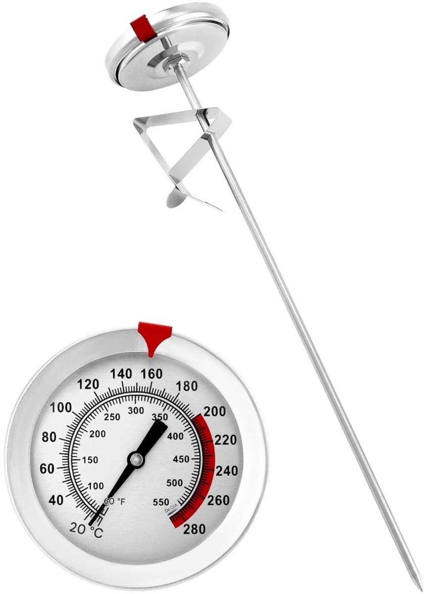 EXCITAT Thermometer - Frituurpanthermometer - met sonde - Keukenbenodigdheden - Geschikt voor grillen, bakken, frituren en melken
