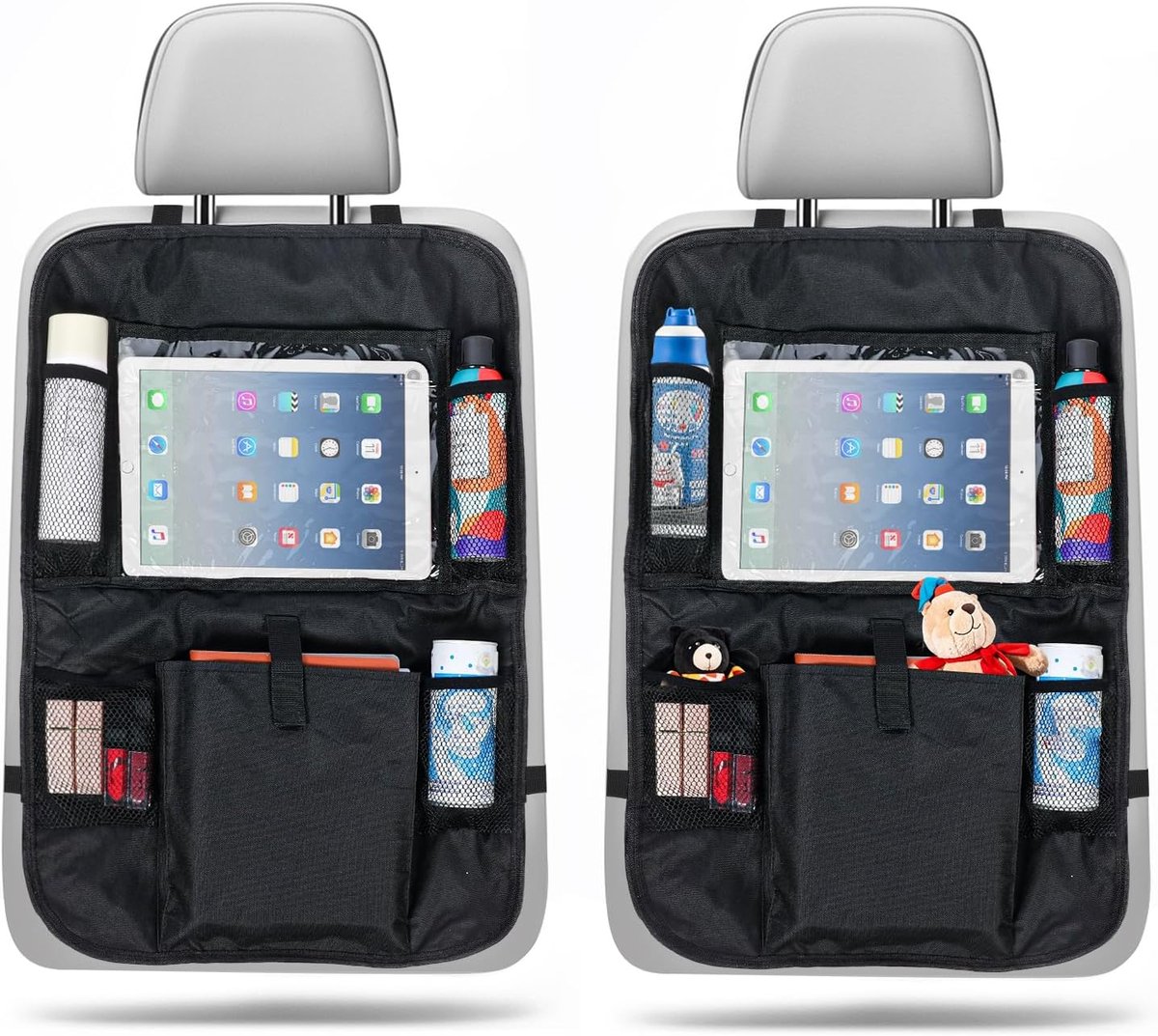 Image of 2 x autostoelorganizer, nylon achterbankbeschermer, waterdicht en duurzaam, met grote opbergruimte, geschikt voor autostoelen en thuis
