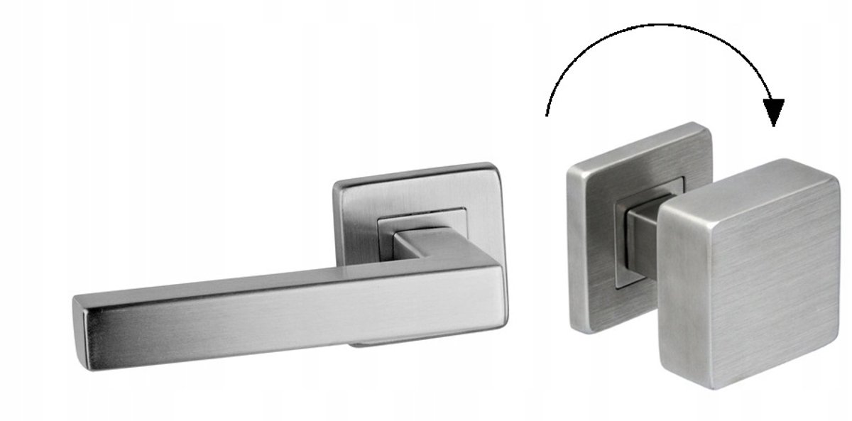VDS R9 QUATTRO Deurkruk Links RVS INOX - Vierkant Splitschild