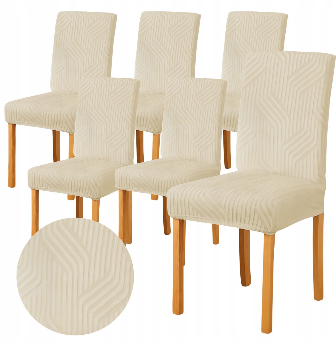 6x Luxe Stoelhoes, Universeel, Elastiek, Kasjmier Beige