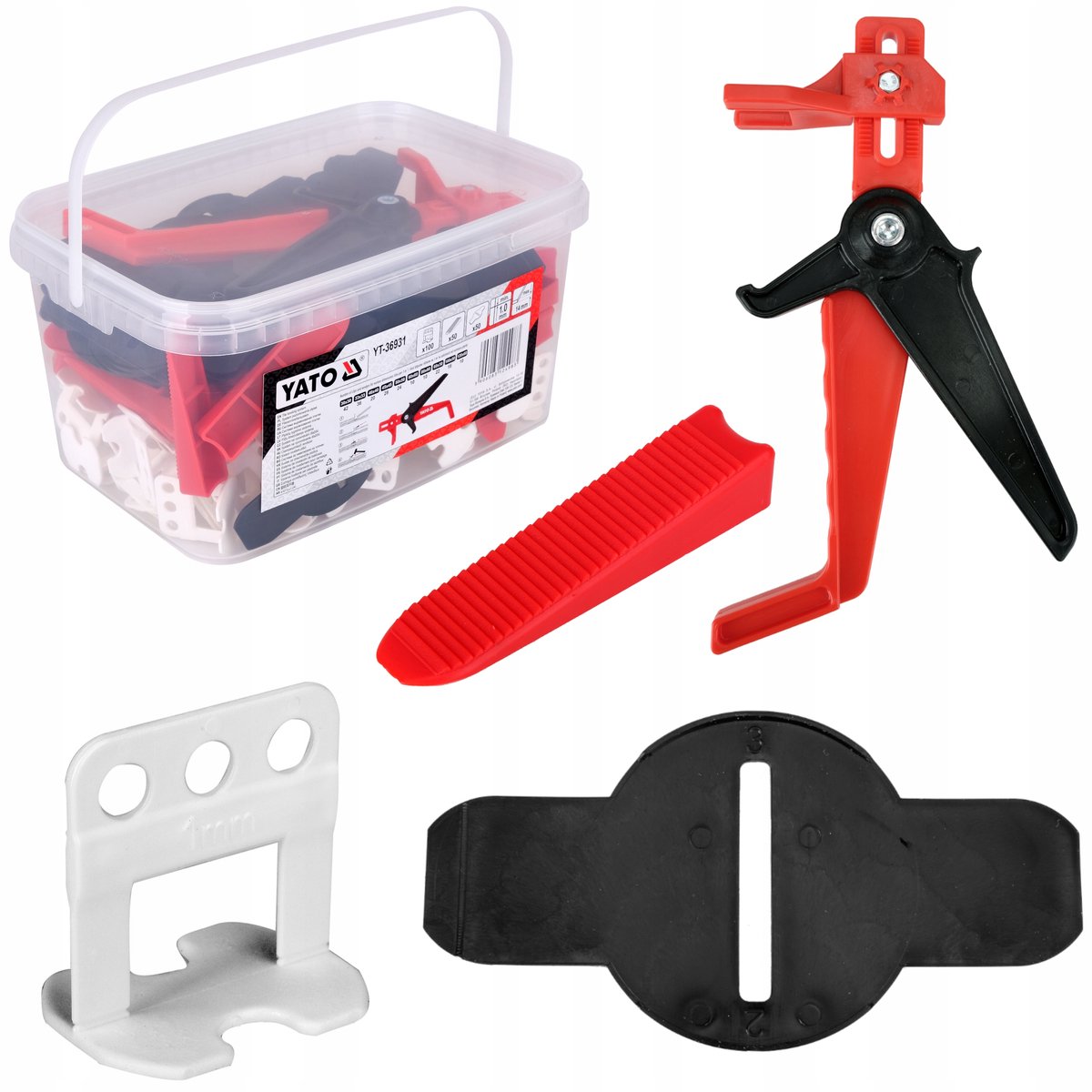 Yato Tegel Levelsysteem 1mm - 200 stuks + Tangen
