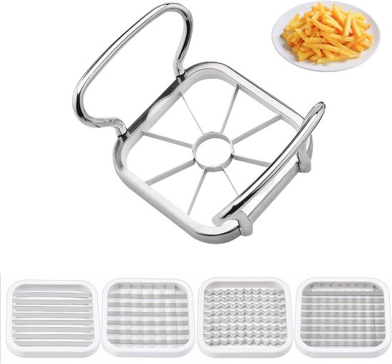 Nikou Aardappelsnijder, 5-in-1 roestvrijstalen aardappel- en