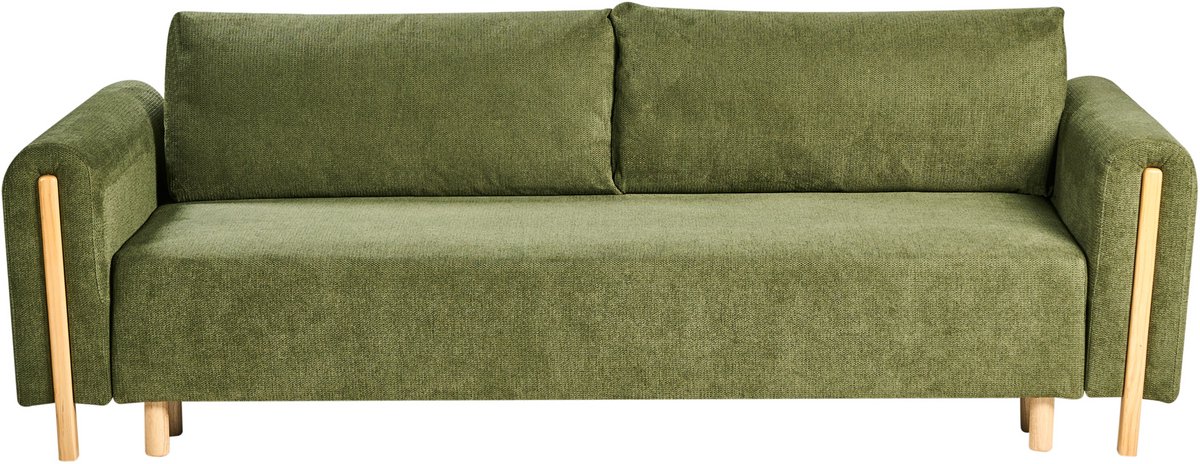 Beliani KVAM - Slaapbank 3-zits opbergruimte - Groen - Polyester