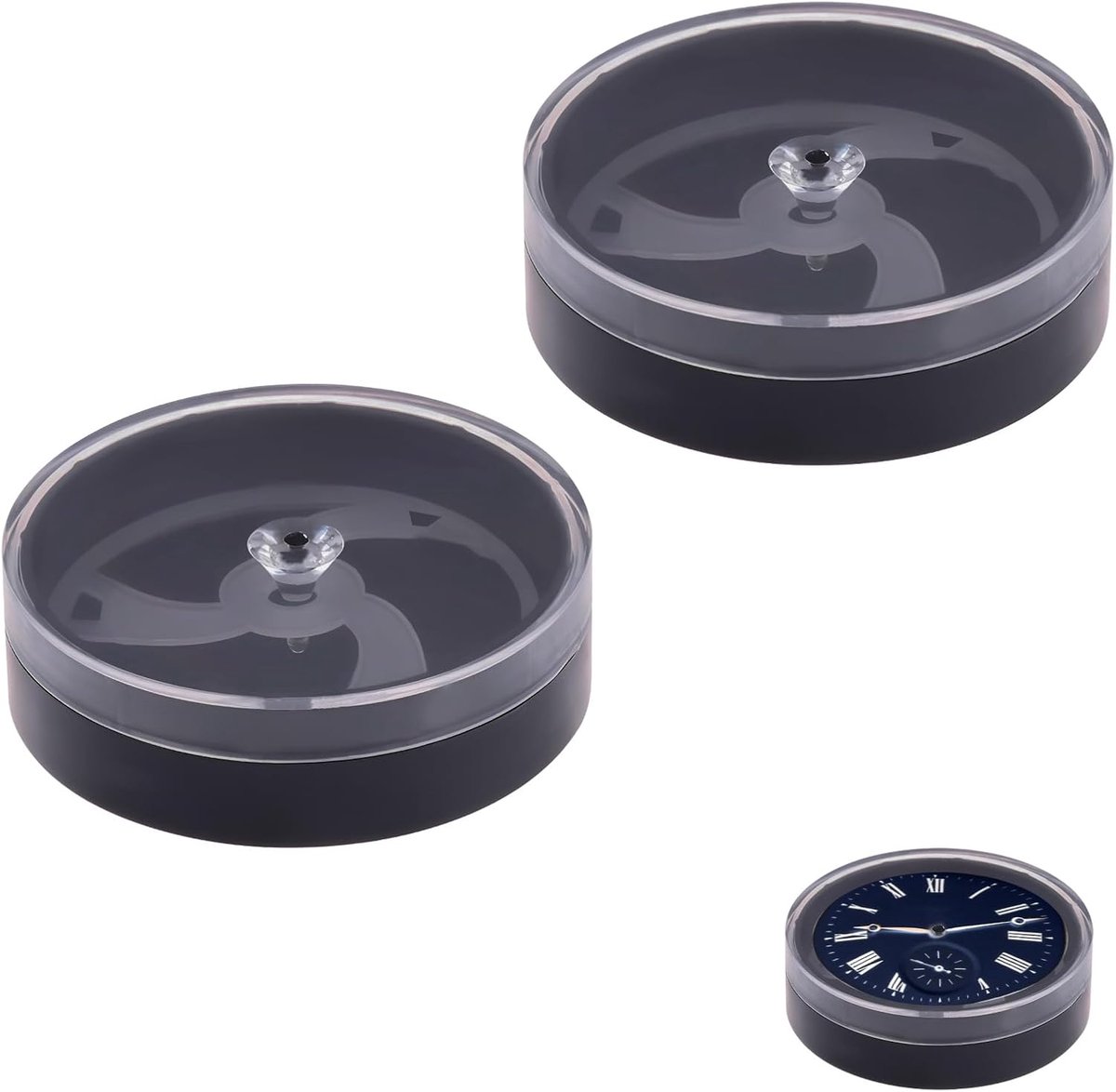 Opbergdoos voor 2 wijzerplaten - 5,1 × 1,2 cm - Draagbaar - Stofdicht en krasbestendig - Opbergdoos voor horloge-uurwerk - Reisgereedschap - Zwart