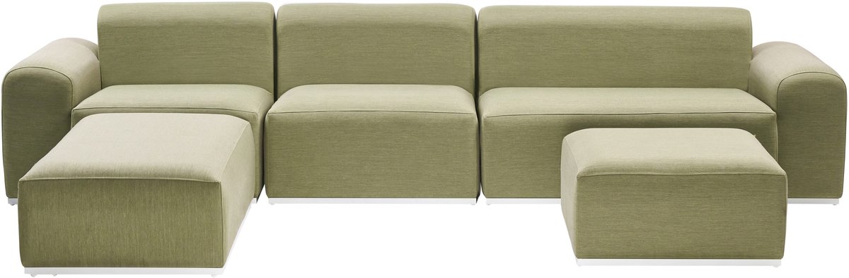 Beliani BATTIFOLLO - Loungeset modulair 7-zits - Olijfgroen - Olefine